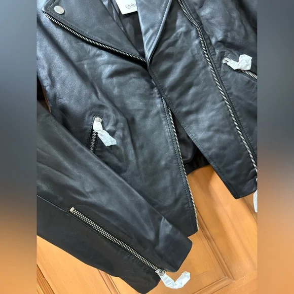 NWT! Quince | 100% Washed Leather Biker Jacket | Black | Small - Picture 8 of 10